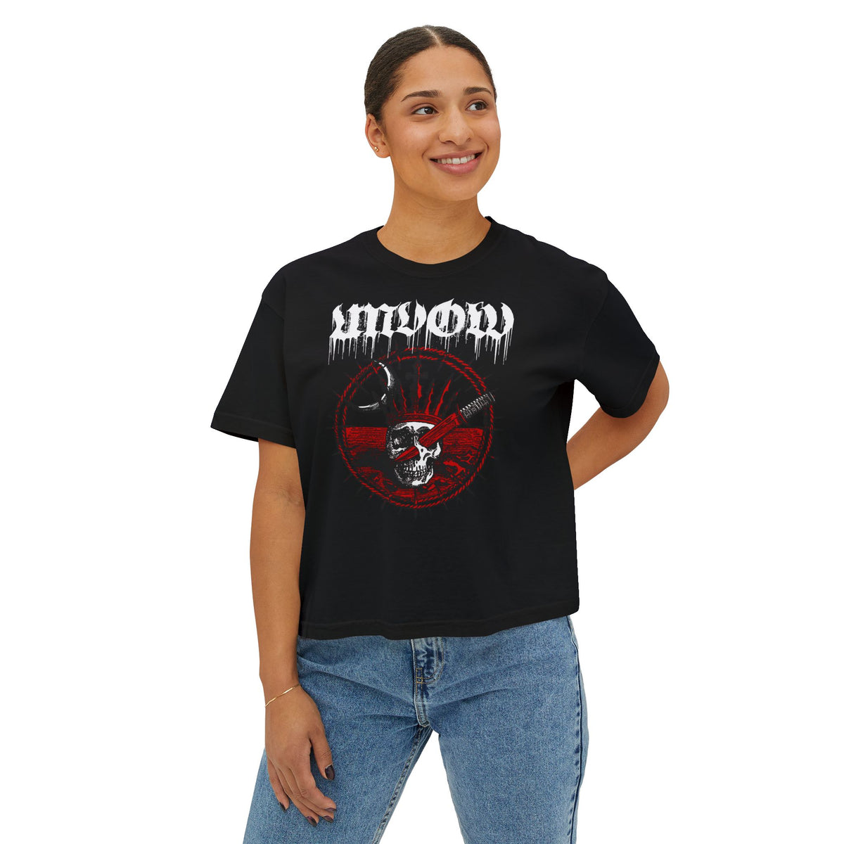 Skull Crown Boxy Tee — Gothic Punk Graphic Women's Tee