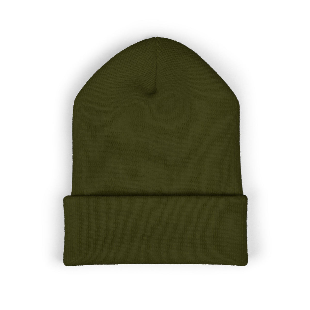 UNVOW Embroidered Cuffed Beanie — Olive Knit Winter Hat