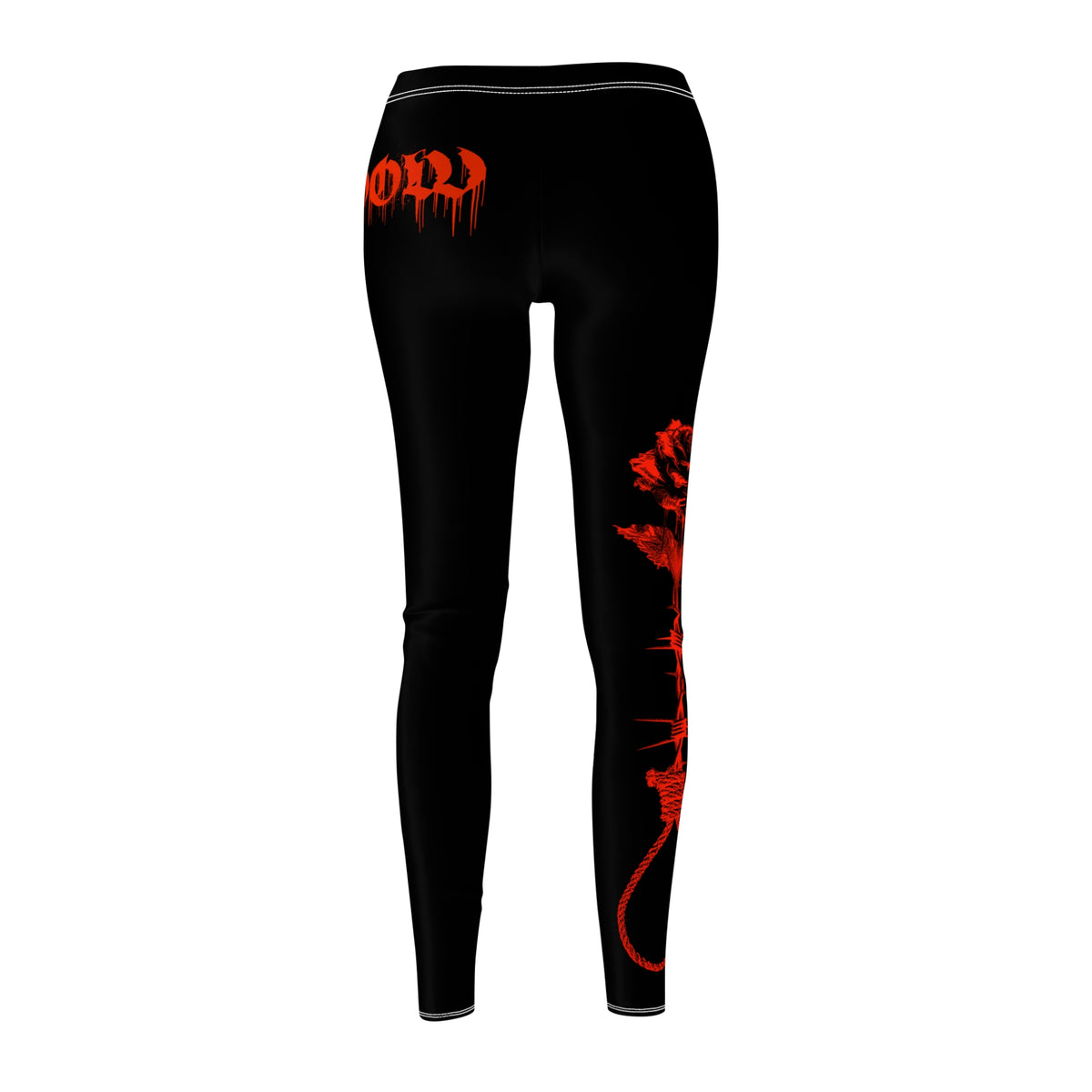 Women's Black Gothic Red Drip Leggings