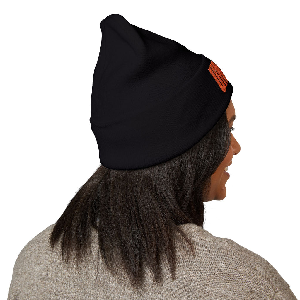 UNVOW Embroidered Cuffed Beanie — Olive Knit Winter Hat