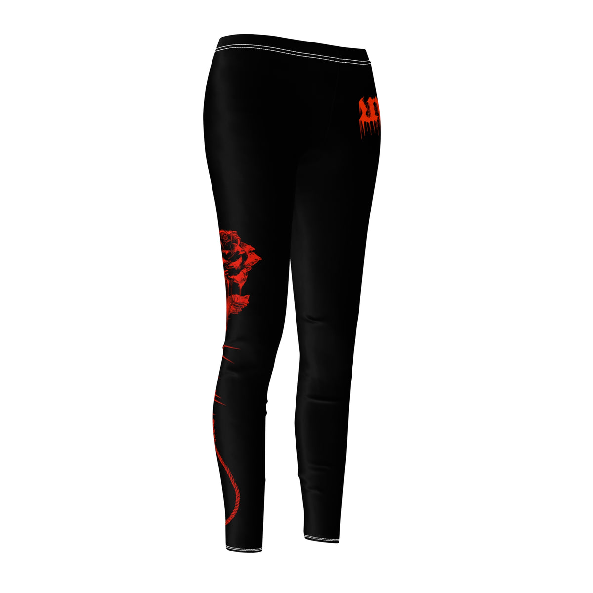 Women's Black Gothic Red Drip Leggings