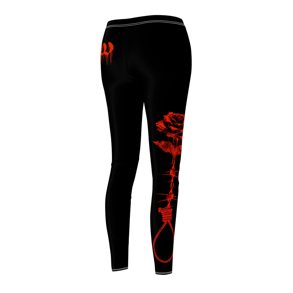 Women's Black Gothic Red Drip Leggings