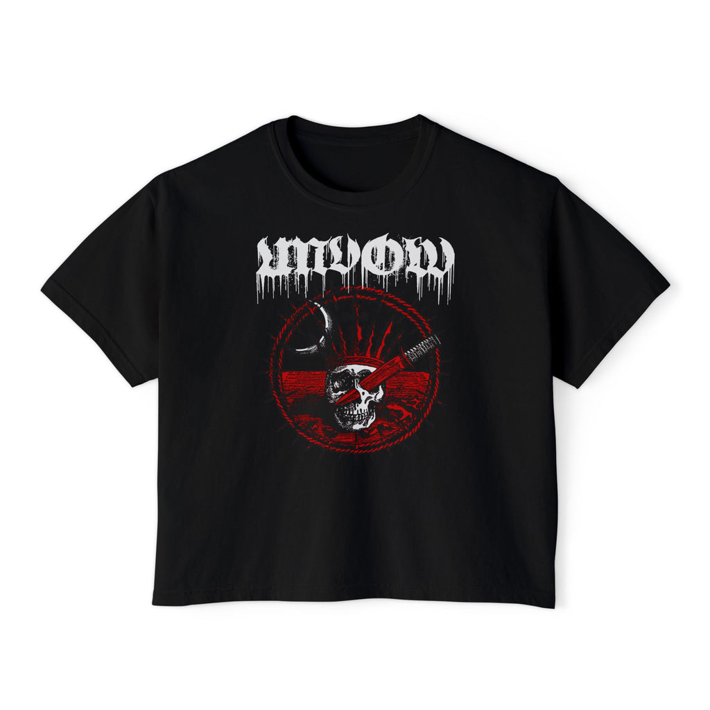 Skull Crown Boxy Tee — Gothic Punk Graphic Women's Tee