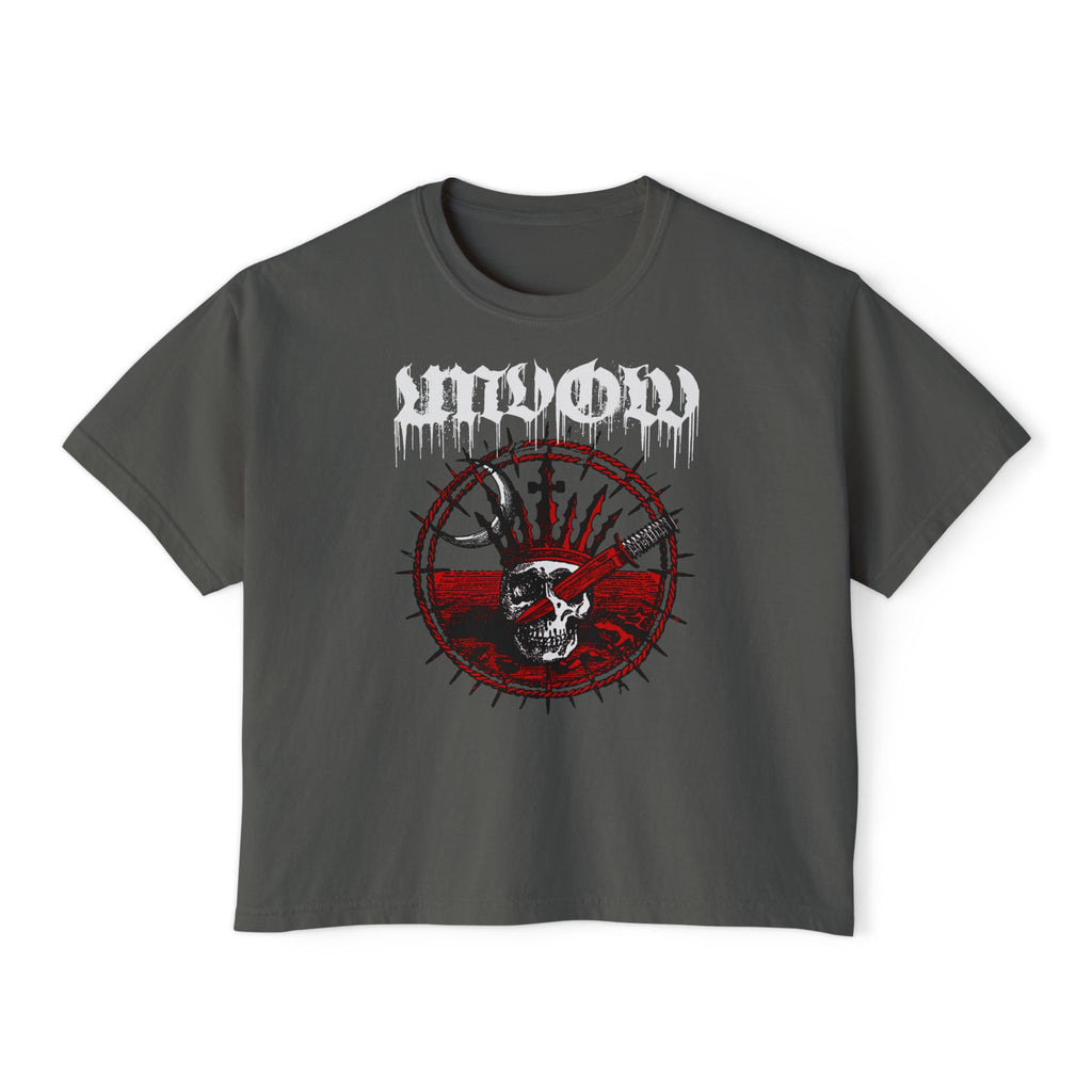 Skull Crown Boxy Tee — Gothic Punk Graphic Women's Tee